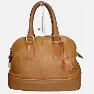 Celine light brown bowler satchel handbag